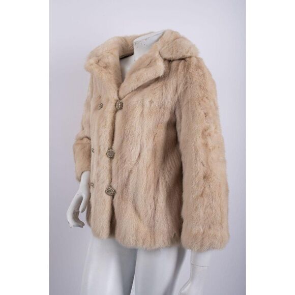 Vintage Cropped Rabbit Fur Blonde Jacket Coat - Picture 8 of 8
